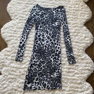 Back Leopard Printed Bodycon Dress